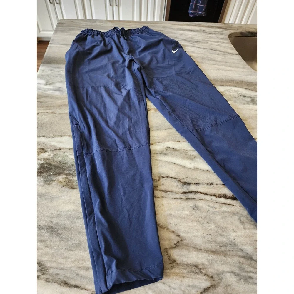 Nike Womens‎ Navy Blue Tapered Track Pants Elastic Waist Small Swoosh Logo